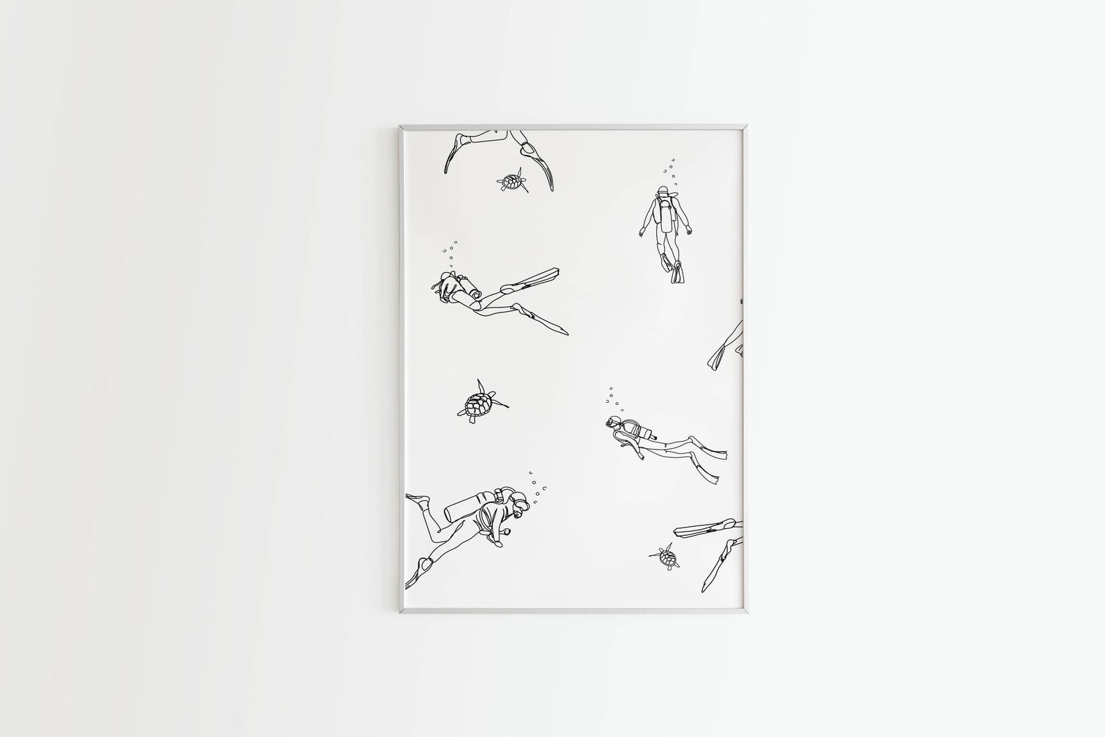 Minimalist Scuba Diving Line Art, Digital File, Water Sport Printable ...