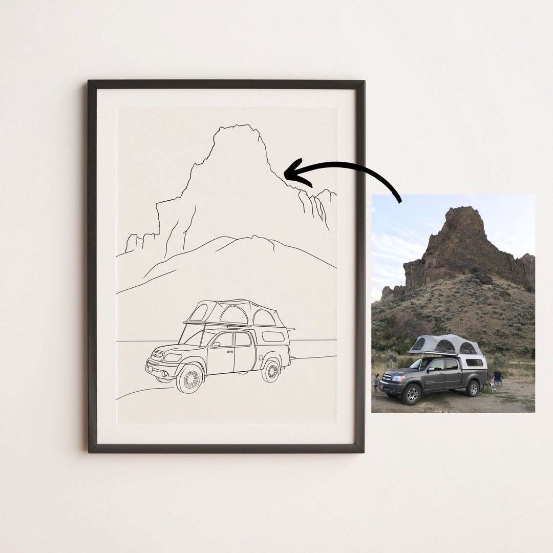 Custom Landscape Line Art, Digital Download, Scenery Drawing, Outline ...
