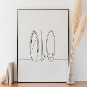 Minimalist Surfboard Set Line Art, Surfboard printable, Digital Download, Traveler poster, Ocean Water Sport Print, Surfer Gift