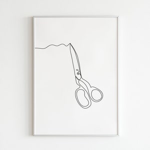 Minimalist Scissors Line Art, Digital Download, Fashion Tailoring Print