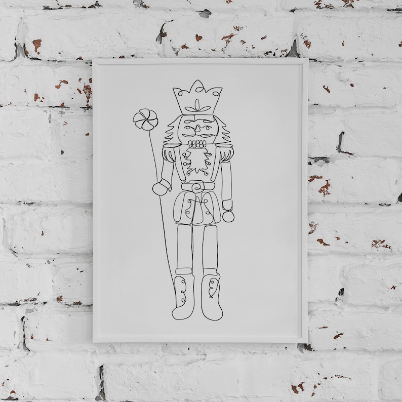 Minimalist Nutcracker Line Art Digital Download Christmas Etsy
