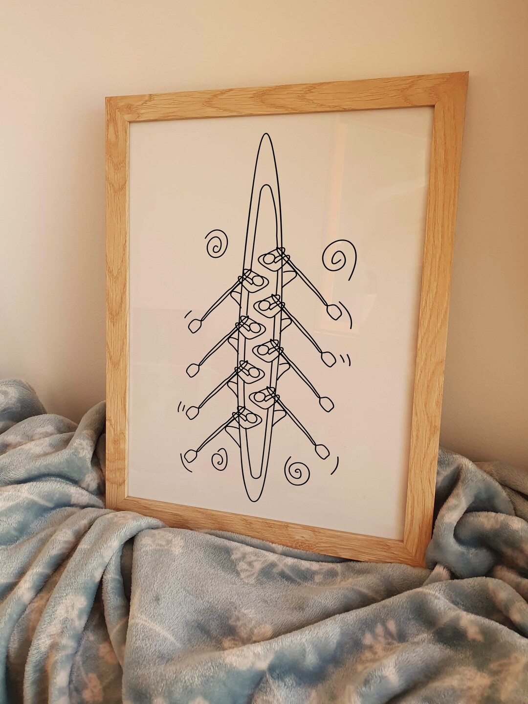 Minimalist Rowing Boat Line Art, Water Sweep Sport Printable, Rower