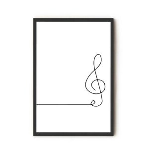 Music note line art print, Minimalist one line drawing art, Single line poster wall art, Gift for Musician Music Lover, Digital art set