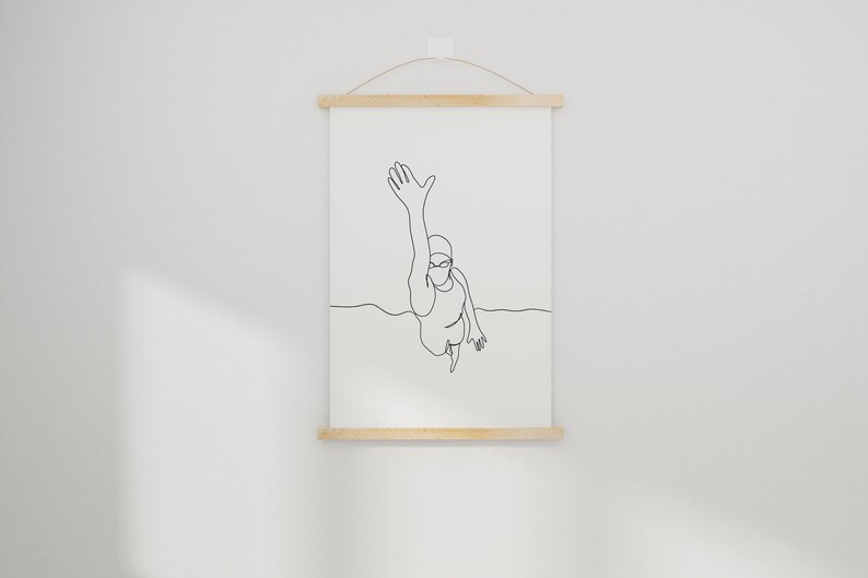 Minimalist Swimmer Line Art Art, Digital Download, Sport Print ...