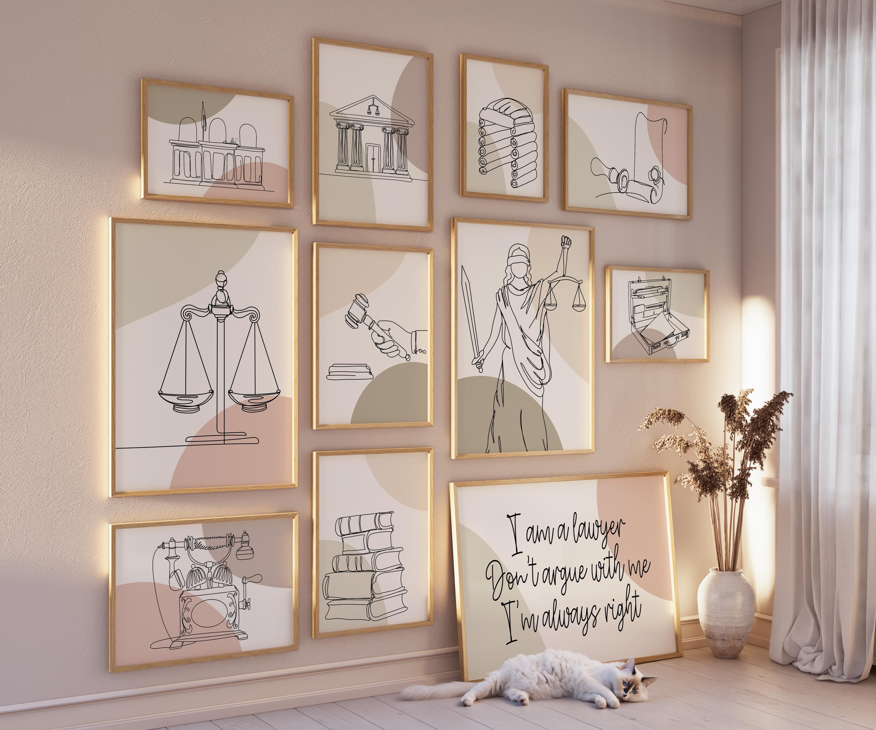 Lawyer Office Prints, Minimalist Line Art, Lady Justice, Themis ...