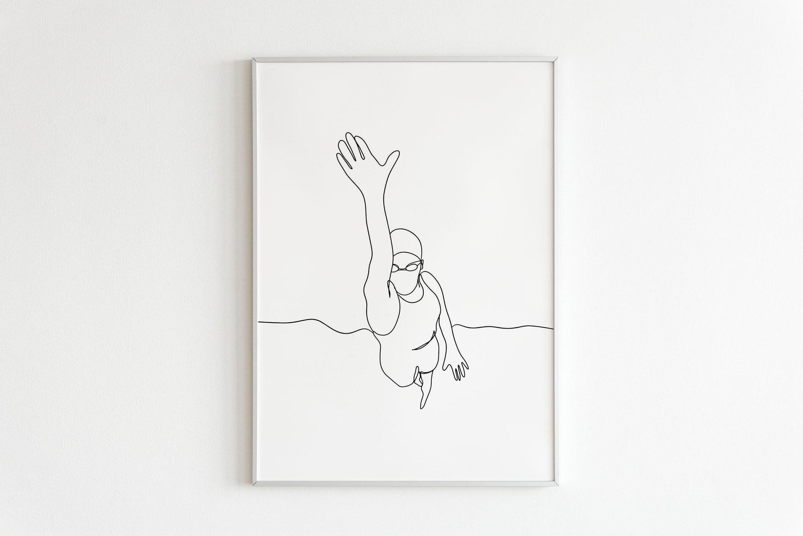 Minimalist Swimmer Line Art Art, Digital Download, Sport Print ...
