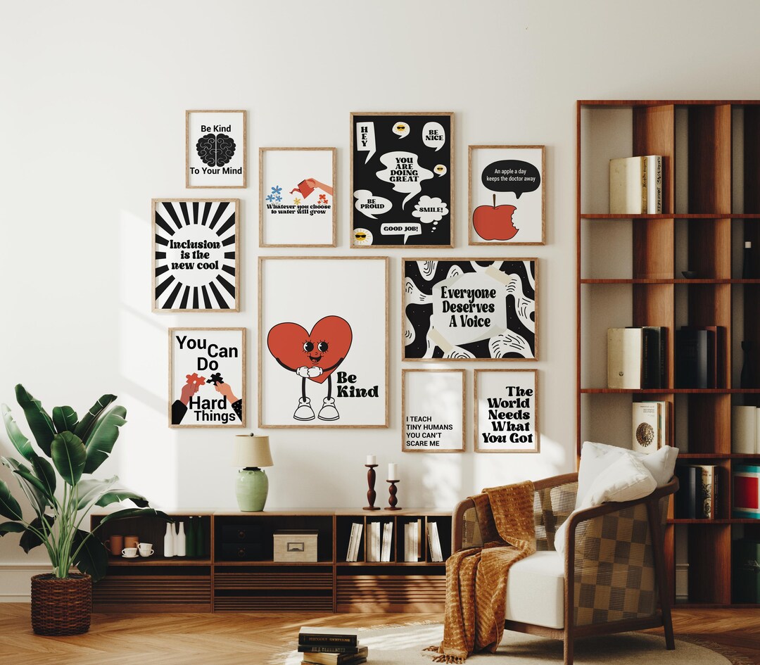 Fun Teacher Classroom Art Gallery Set of 10 Drawing, Office Decoration ...