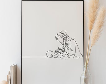 Minimalist Pediatric Line Art, Digital Download, Medical artwork, Surgical Print, Clinic Printable, Nurse Sketch, Hospital, Children Doctor