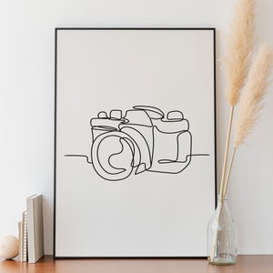 Minimalist Camera Line art, Digital Download, Photography equipment Print, Outline Drawing, Simple Sketch, Room Decoration, Printable
