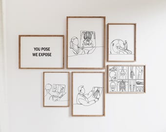 Minimalist Radiography Set of 6 Wall Gallery Line Art, Digital Download, X-ray print, Hospital Poster, Medical Health Care, Gift Radiologist