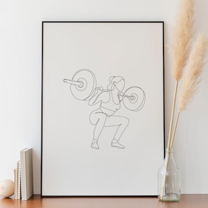 Minimalist Weightlifter Line Art, Digital Download, Sport Print ...