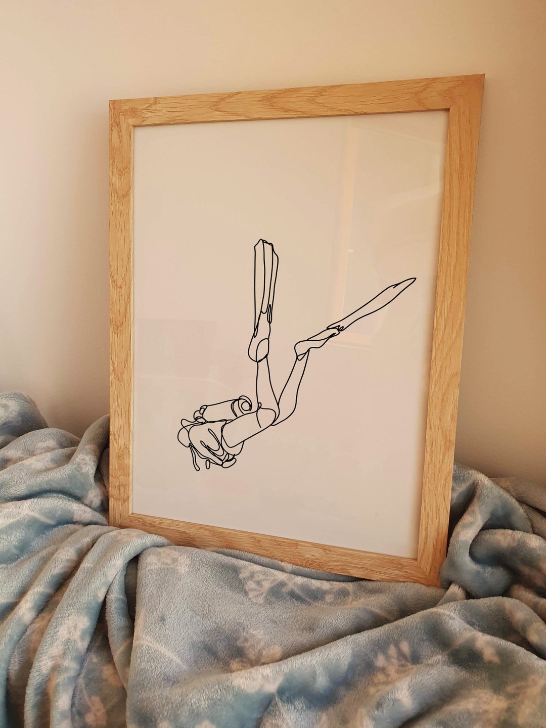 Minimalist Scuba Diving Line Art, Digital File, Water Sport Printable