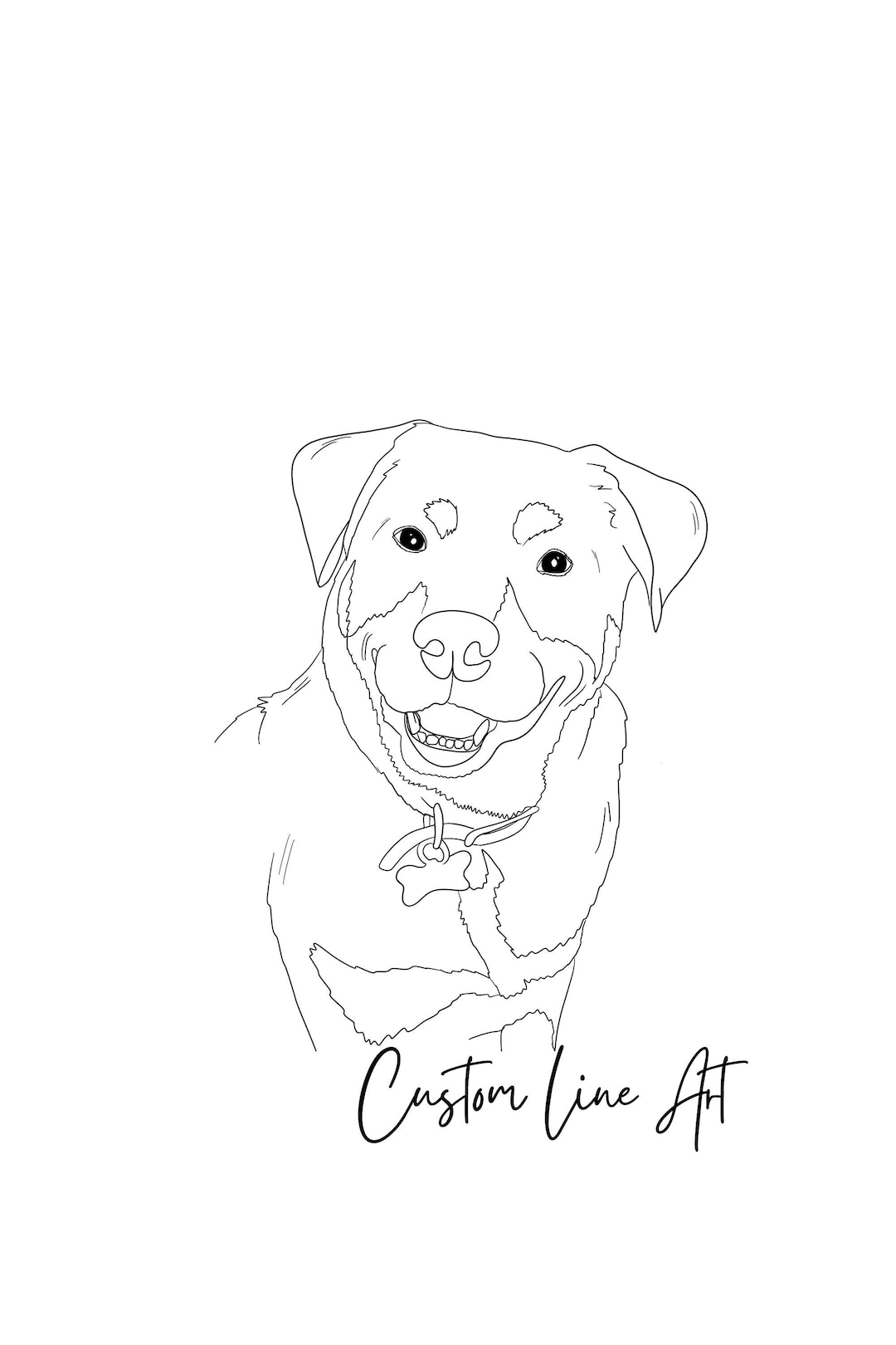 Custom Dog Face Line Art, Digital File, Pet Drawing, Outline