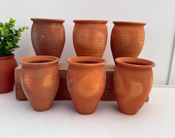 Mexican Natural Terracotta Cantarito Cups: 6pc Cocktail Set