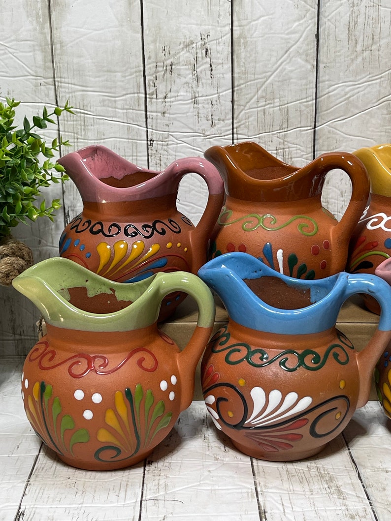 Mexico pottery Mexican ceramic creamer jar/pitcher/short pitcher/jarra cremera cafetera image 8