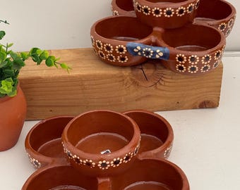 Handmade Clay Snack Tray: Rustic Mexican Botanero Serving Dish