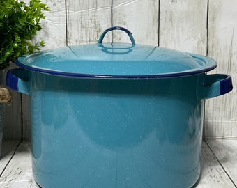 Mexico’s blue-steel-9liter stock pot with lid/ollla  recta peltre 9litros