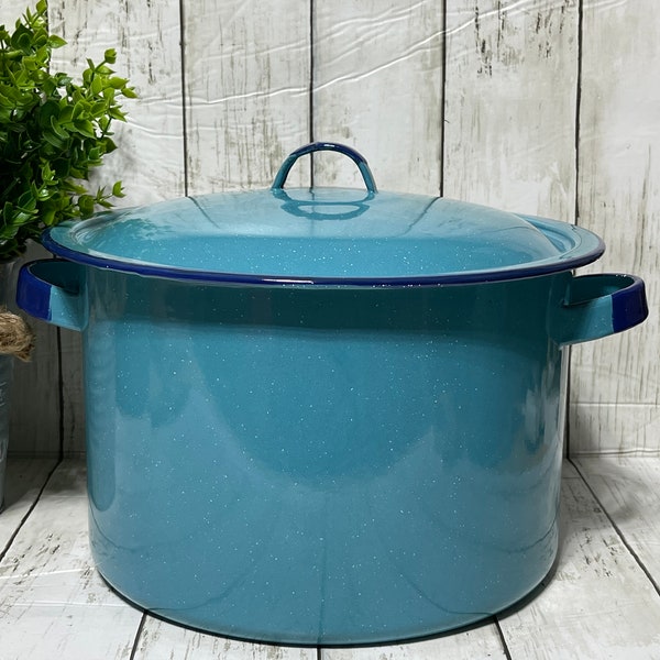Mexico’s blue-steel-9liter stock pot with lid/ollla  recta peltre 7litros