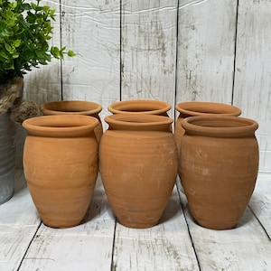 Natural terracota tumblers 6pc hand made - artesania mexicana cantaritos de barro natural 6pcs