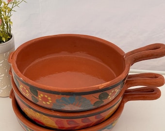 Handmade Mexican Terracotta Fry Pan: Lead-Free Clay Sarten de Barro 11”
