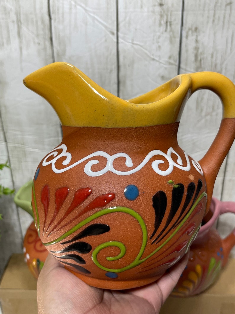 Mexico pottery Mexican ceramic creamer jar/pitcher/short pitcher/jarra cremera cafetera image 2