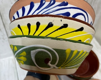 On Sale! Mexican pottery hand made terracotta/ceramic bowls 7”- Platos pozoles de engobe