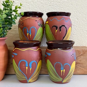 Mexican vintage  cocktail cantarito cups 4pc set. Party cocktail Mexican cups. Mexican party DIY cups