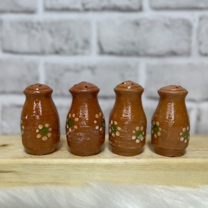 Mexico handmade made rustic, salt shaker set, saleros de barro