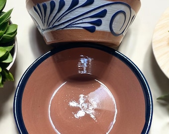 Authentic Mexican terracotta bowls 2pc set - talavera - Platos de barro azul talavera