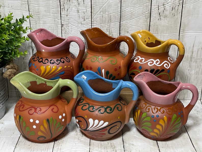 Mexico pottery Mexican ceramic creamer jar/pitcher/short pitcher/jarra cremera cafetera image 6