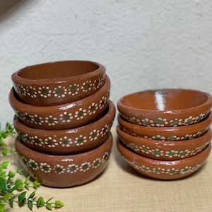 Hand made rustic 5”- 9oz serving/snack mexican clay bowls