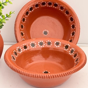 Handmade Mexican Clay Pozole Bowls – Set of 2, 9-Inch Traditional Pottery