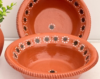 Handmade Mexican Clay Pozole Bowls – Set of 2, 9-Inch Traditional Pottery
