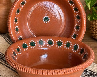 Handmade Mexican Clay Pozole Bowls – Set of 2, 9-Inch Traditional Pottery