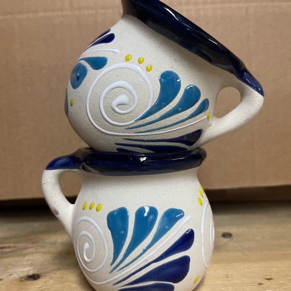 Mexico pottery ceramic mug navy/mexico navy coffee cup/jarrito ponchero/cafetero/wedding/engagement/birthday party/favor