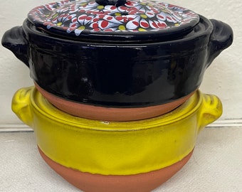 Mexico’s pottery terracotta soup pot/ sopera barro/ hand painted/hand designed