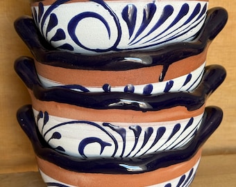 Handmade Talavera Salsa Bowl: Mexican Pottery Cazuelitas 2pc set
