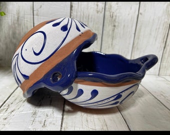 On Sale! Cazuelita de barro talavera design/salsera bowl de barro