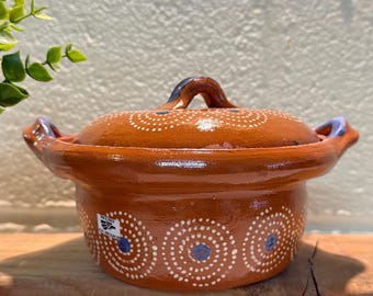 Vintage Handmade Cazuelita de Barro: 6" Mexican Casserole
