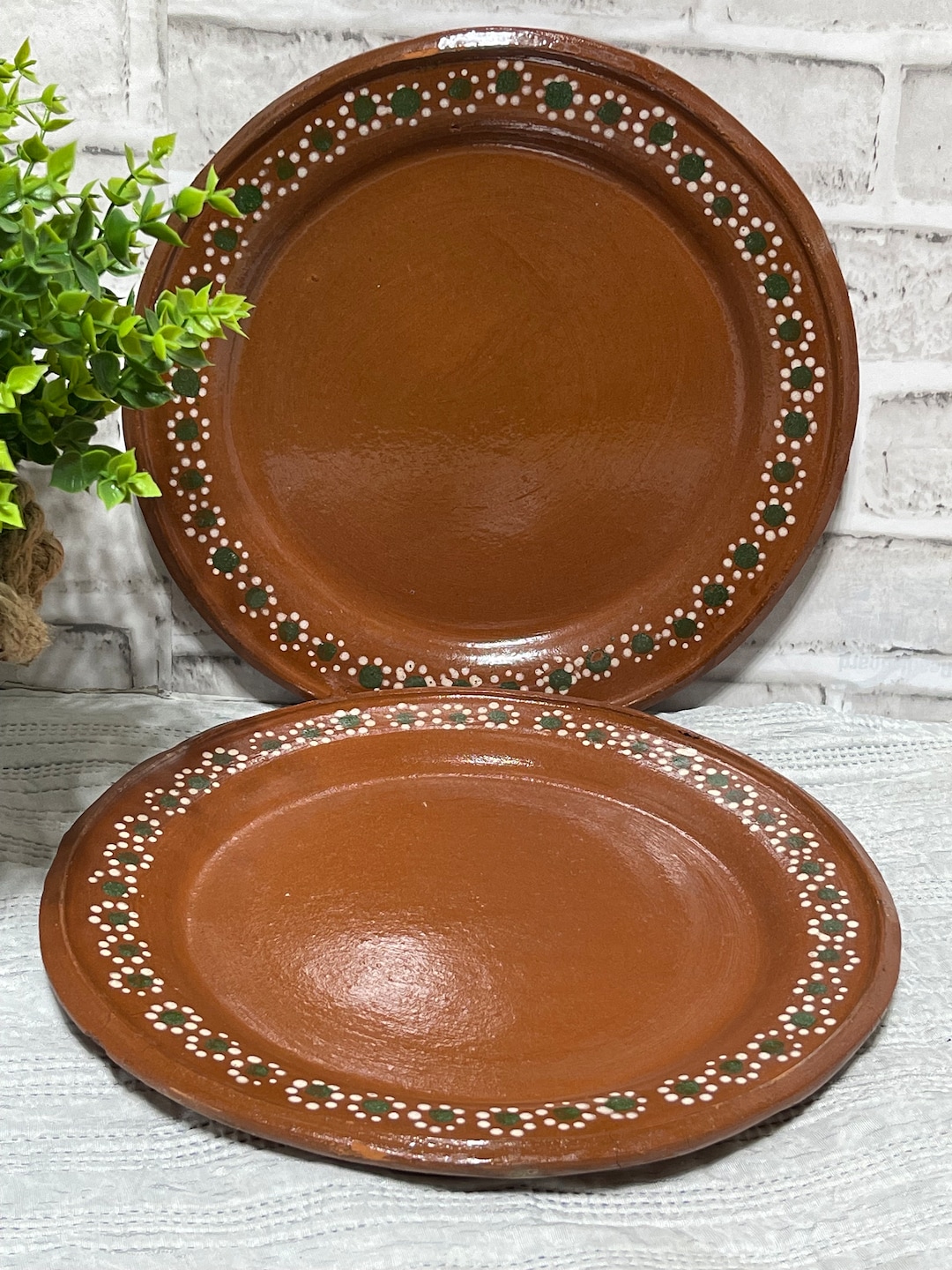 Mexican Hand Made Rustic Clay Plates Set of 2 Platos De Barro, Mexican ...