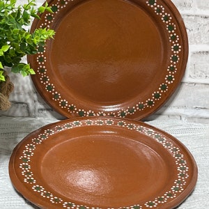 Mexican hand made rustic clay plates set of 2- Plato de barro