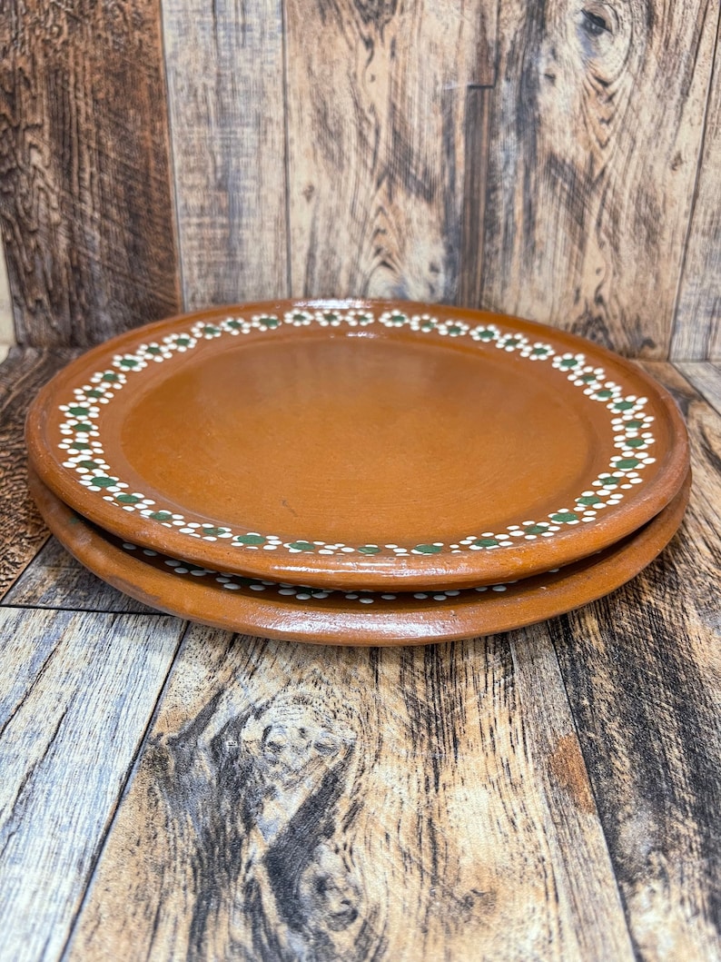 Mexican Hand Made Rustic Clay Plates 10 Set of 2 Plato De Etsy