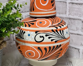 Handcrafted Terracotta Water Jug: Mexican Botellon with Cup