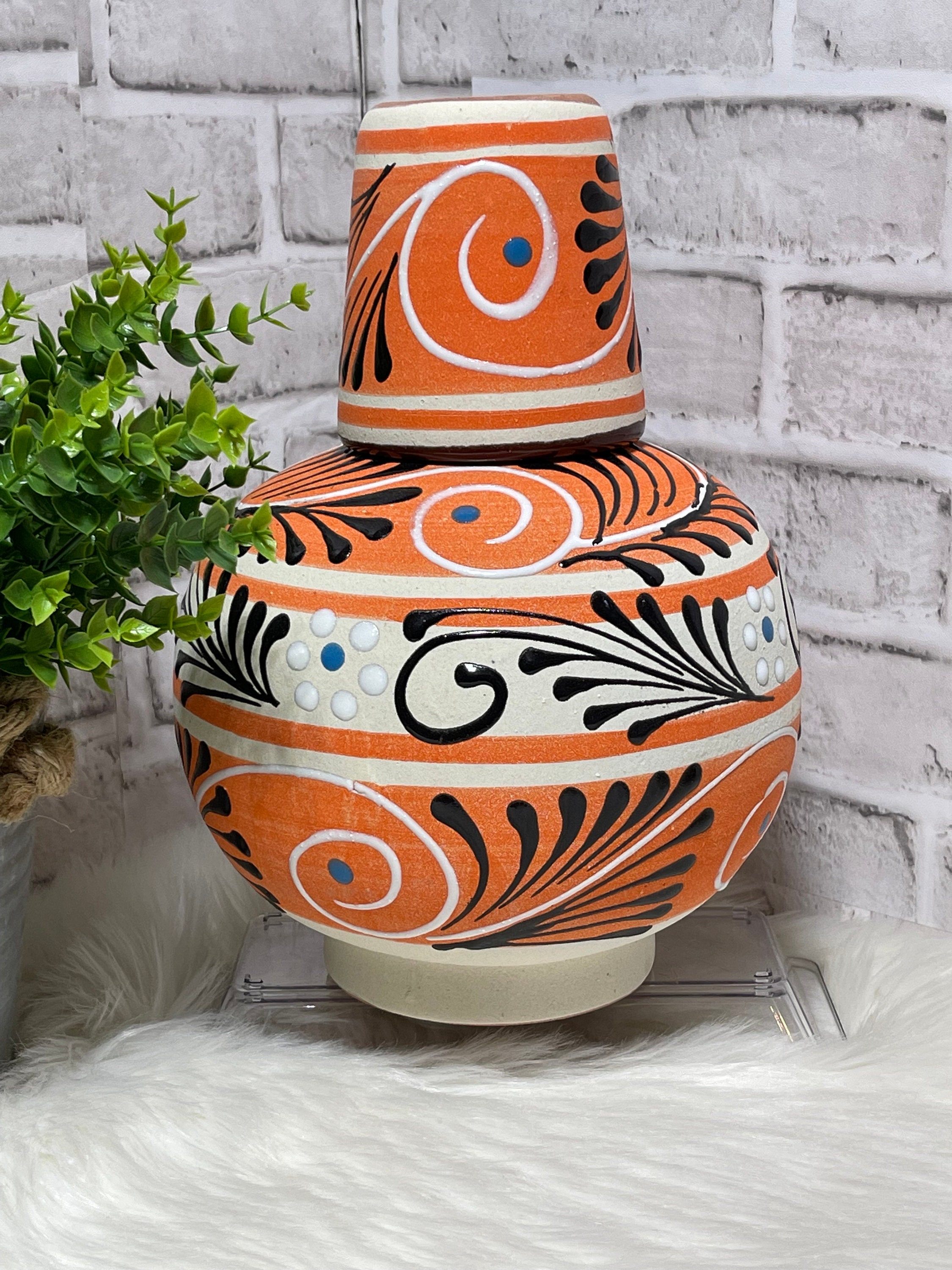 Handcrafted Terracotta Water Jug: Mexican Botellon With Cup - Etsy