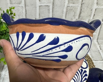 On Sale! Cazuelita de barro talavera design/salsera bowl de barro