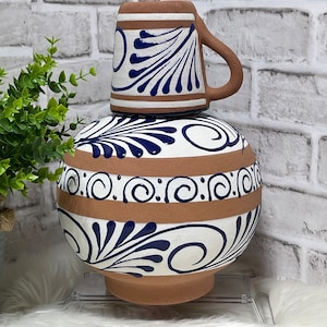 México Authentic handcrafted pottery /terracotta water jug/carafe’s/Talavera design/ botellon de barro engobado