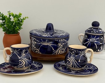 Mexico Blue Ceramic Talavera table setting set of 4pc gift set