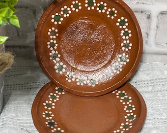 Mexican handmade rustic dessert 6” plate 2pc/Plato de barro pastelero