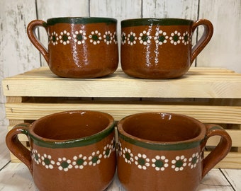 My roots Mexico taza/mug handmade rustic coffee cup  4pc set- Jarrito/taza de barro cafetero