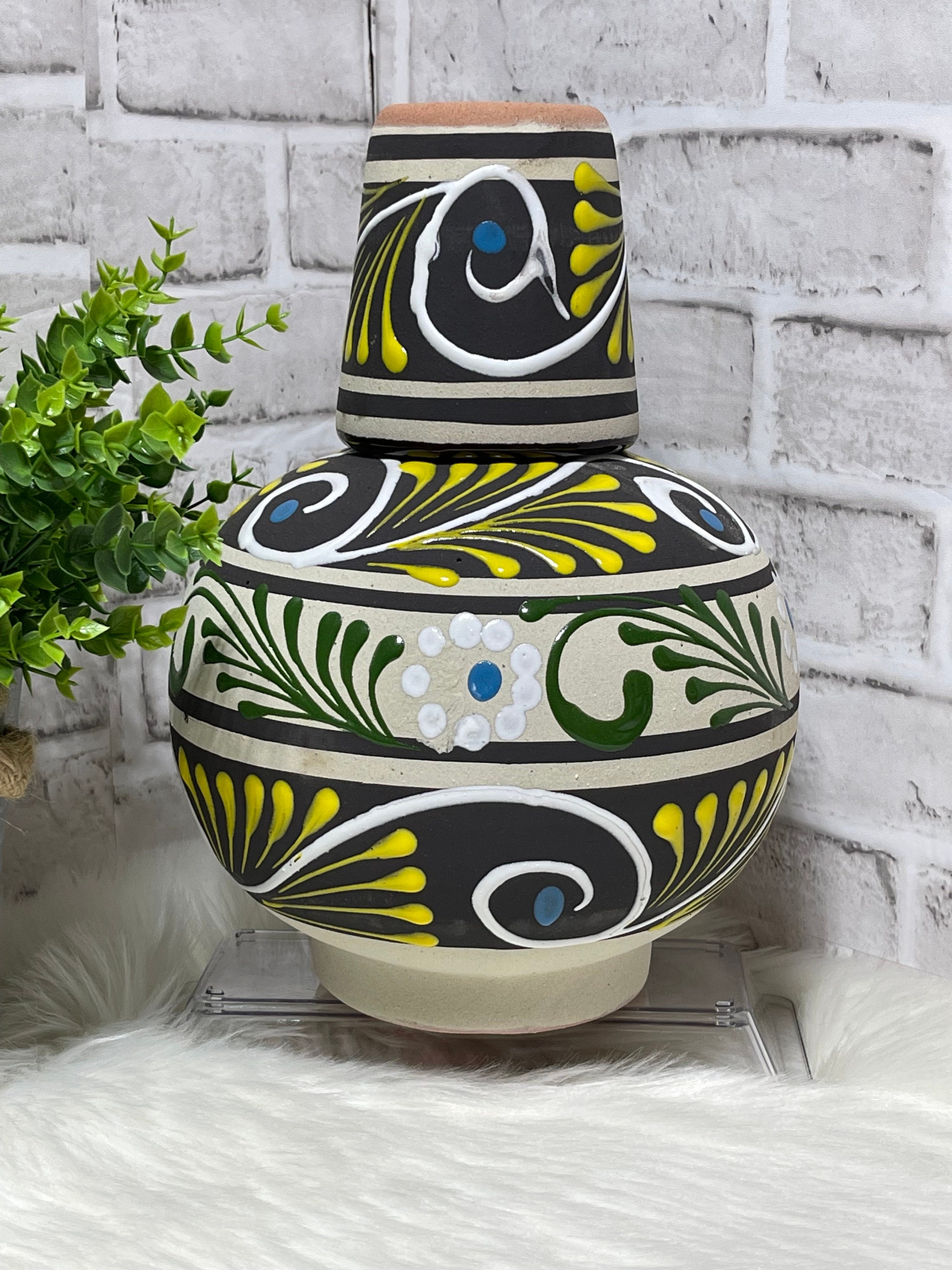 Handcrafted Terracotta Water Jug: Mexican Botellon With Cup - Etsy